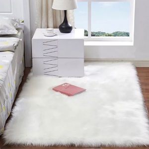 Faux Fur Soft Floor Rug / Carpet / Mat White